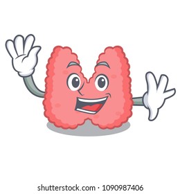 Waving thyroid character cartoon style