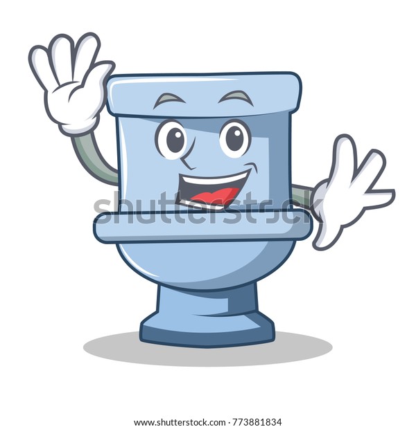 Waving Toilet Character Cartoon Style Stock Vector (Royalty Free ...