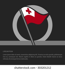 Waving Tonga Flag badge design - independence day Label - Vector illustration