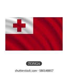 Waving Tonga flag on a white background. Vector illustration