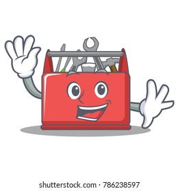 Waving tool box character cartoon