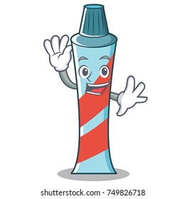 Waving toothpaste character cartoon style