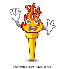 Waving torch character cartoon style