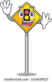 Waving traffic light ahead isolated with cartoon