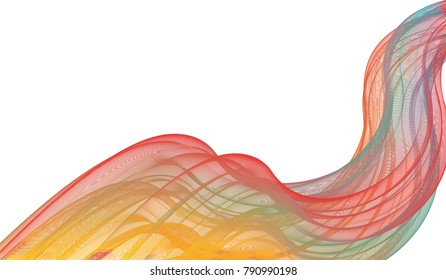 Waving Transparent Wavy Veil Isolted on White Background - Vector Billowy Lines 

