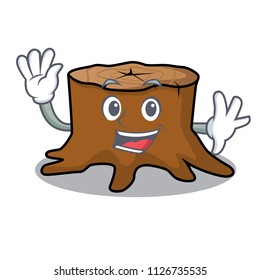 Waving tree stump character cartoon