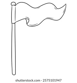 waving triangle flag illustration hand drawn outline vector