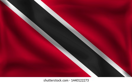 Waving Trinidad and Tobago flag,  the flag of Trinidad and Tobago, vector illustration