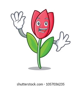 Waving tulip character cartoon style