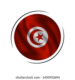 Waving Tunisian flag,  the flag of Tunisia, vector illustration