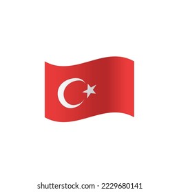 waving Turkey flag icon flat style design. waving Turkey flag vector illustration. isolated on white background.
