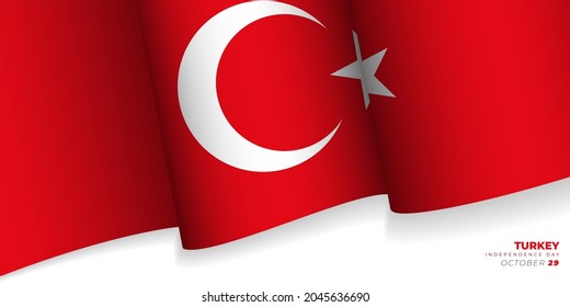 Waving Turkey flag vector illustration. Turkey Independence day. Good template for Turkey Independence day or national day design.