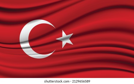 Bandera de agitación de seda de Turquía, fondo de seda y textura satinada