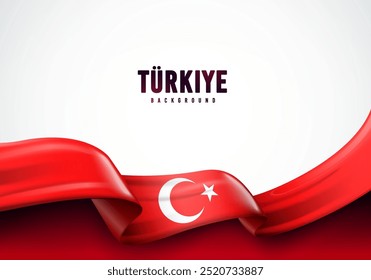 Acenando Bandeira Turca. Türkiye Ou Conceito De Antecedentes Da Turquia