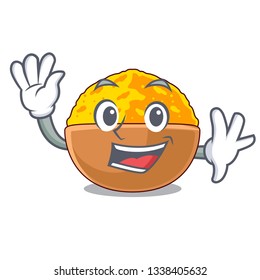 Waving turmeric powder in the character bowl