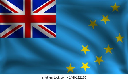 Waving Tuvalu flag,  the flag of Tuvalu, vector illustration