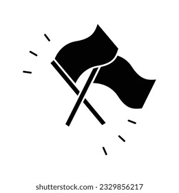 Waving two flags in ole glyph icon vector. Youth and sport day vector illustration for game interface, web, graphic design, UI, and app.