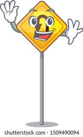 Waving u turn sign shaped the cartoon