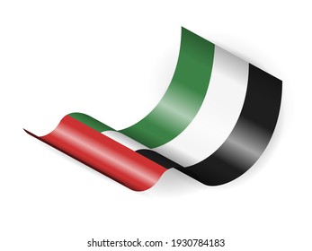 Waving UAE flag on a white background. Vector illustration.