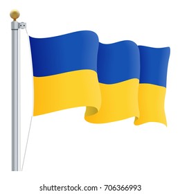 Waving Ukraine Flag Isolated On A White Background. Vector Illustration. Official Colors And Proportion. Independence Day