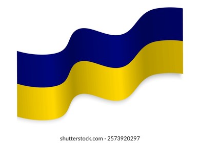 Waving ukrainian flag 3d on a white background. National symbol of the Ukraine.