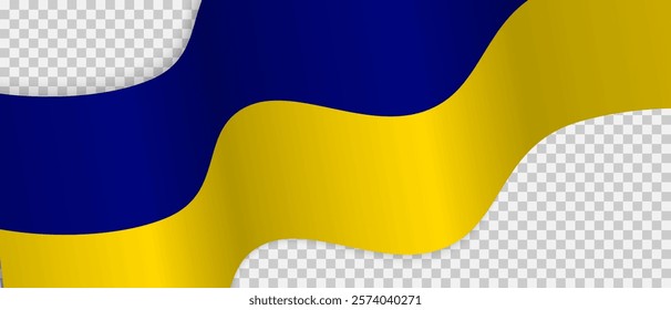 Waving Ukrainian flag with blue and yellow colors on a transparent background. Abstract vector illustration for banner design. National symbol of the Ukraine.