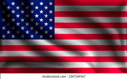 Waving United States flag, Flag Of America, vector illustration