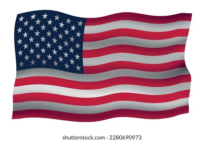 Waving United States Flag.Vector Wavy Flagge der USA.