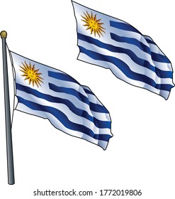 Wachende Uruguay-Flagge auf Flagpol