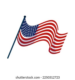 waving US flag icon isolated