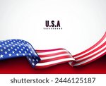 Waving USA Banner. Unites States Of America Concept.
