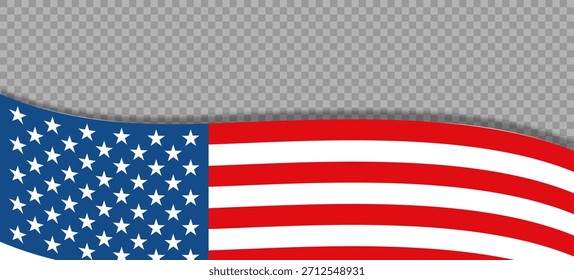 Ondeando el fondo de la bandera de EE.UU. con el espacio transparente en plano. Vector aislado ilustración