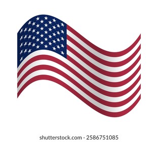 Waving USA flag isolated on transparent background. Patriotic American-style pattern. Abstract vector illustration for memorial day or election campaign.