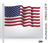 Waving USA flag on a metallic pole isolate on white background. The American flag,
The Stars and Stripes
Red, White, and Blue.Old Glory. American flag sign. Vector illustration sign.