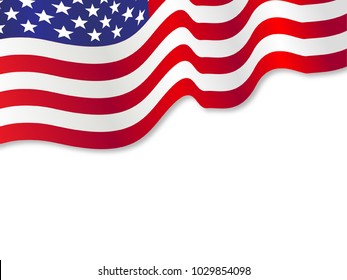 Waving USA Flag Vector Illustration for 4th of July, Independence Day or President Day