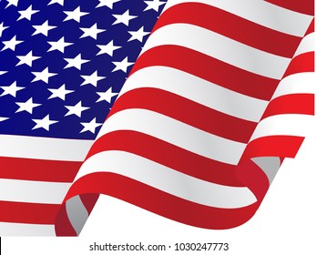 Waving USA Flag Vector Illustration for 4th of July, Independence Day or President Day