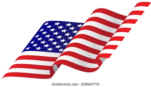 Waving USA Flag Vector Illustration for 4th of July, Independence Day or President Day