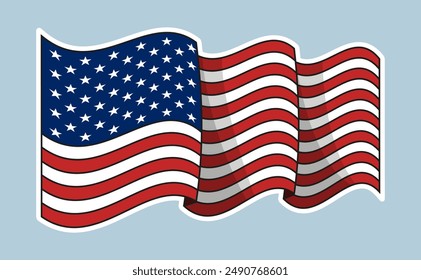 Waving USA flag. Vector illustration.