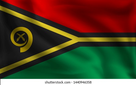 Waving Vanuatu flag, the flag of Vanuatu, vector illustration