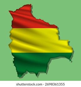 Waving vector abstract flag of Bolivia in map shape with shadow