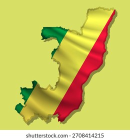 Ondeando la bandera abstracta del Vector del Congo en forma de mapa con sombra