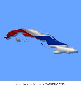 Abstrakte Flagge von Kuba in Kartenform mit Schatten