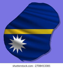 Ondeando la bandera abstracta del Vector de Nauru en forma del mapa con la sombra