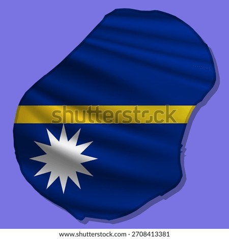 Waving vector abstract flag of Nauru in map shape with shadow