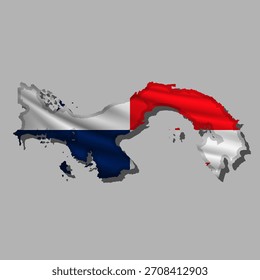 Ondeando la bandera abstracta del Vector de Panamá en forma del mapa con la sombra