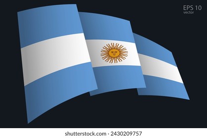Waving Vector flag of Argentina. National flag waving symbol. Banner design element.
