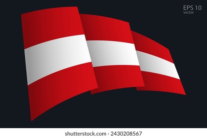 Winkende Vektor-Flagge Österreichs. Symbol für die nationale Flagge. Banner-Designelement.

