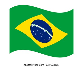 Waving vector flag of Brazil.