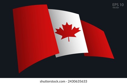 Ondeando la bandera del vector de Canadá. Símbolo de la bandera nacional ondeando. Elemento de diseño de pancarta.
