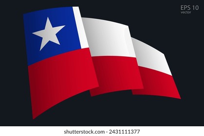 Waving Vector flag of Chile. National flag waving symbol. Banner design element.
